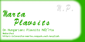 marta plavsits business card